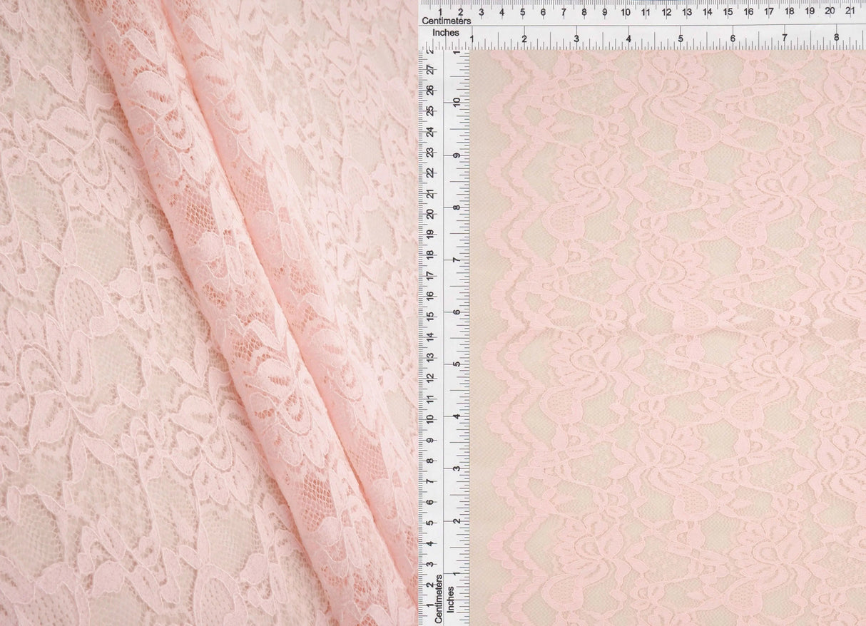 1 Yard Floral Double Border Lace Fabric, 57/58? Wide Nylon Spandex Blend