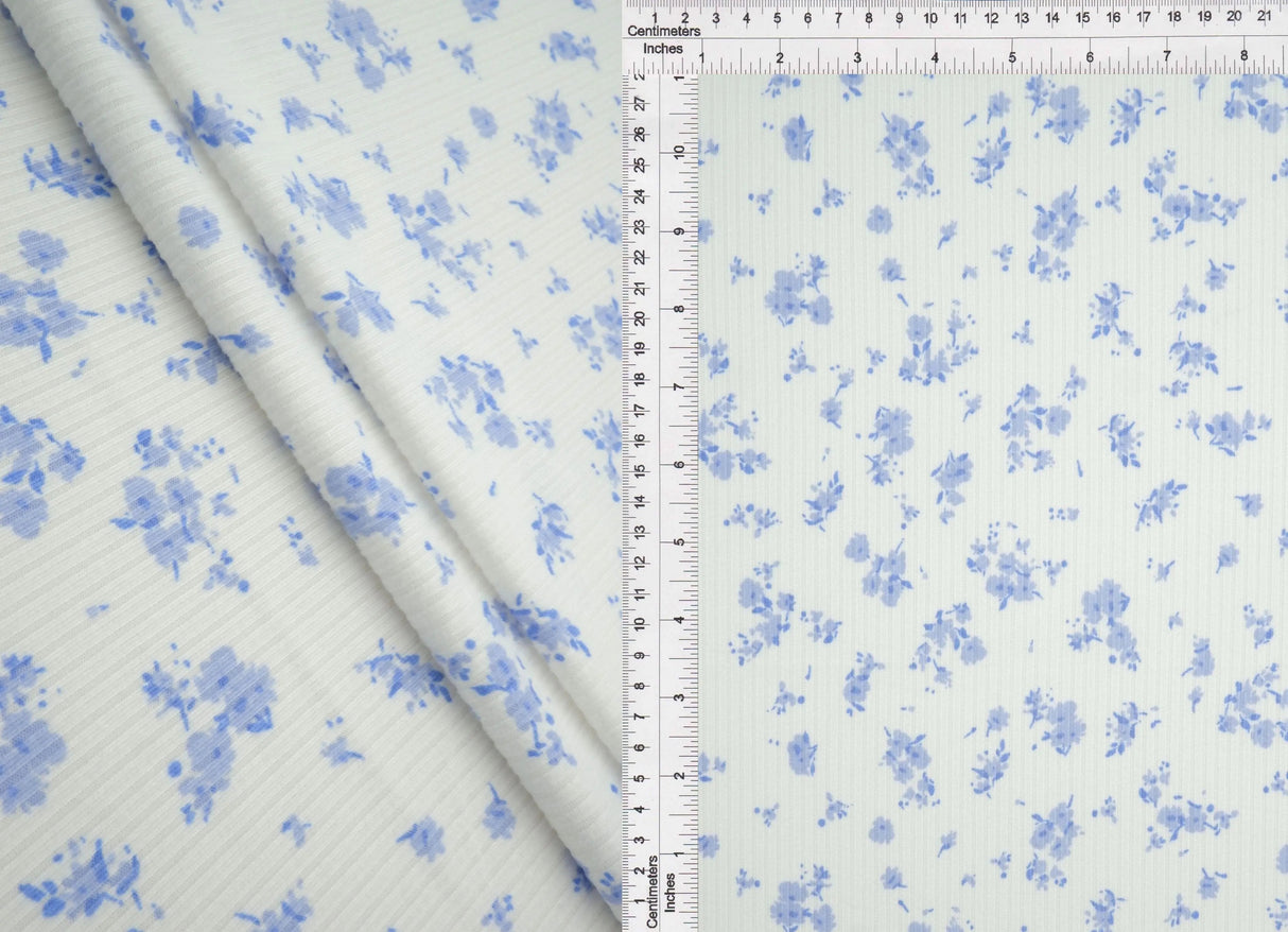 1 Yard Soft 4x2 Yummy Rib Knit Fabric Ditsy Print 58/59 Inches Wide
