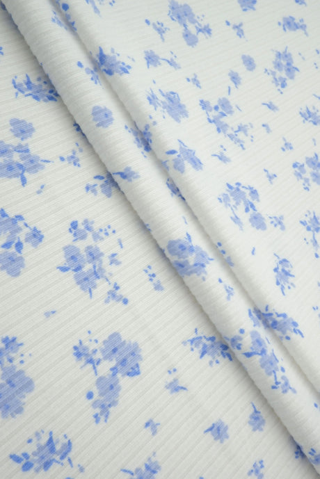 4×2 Yummy Rib Ditsy Print Knit 87% Polyester, 13% Spandex, 58/59? Width Soft Stretch Fabric