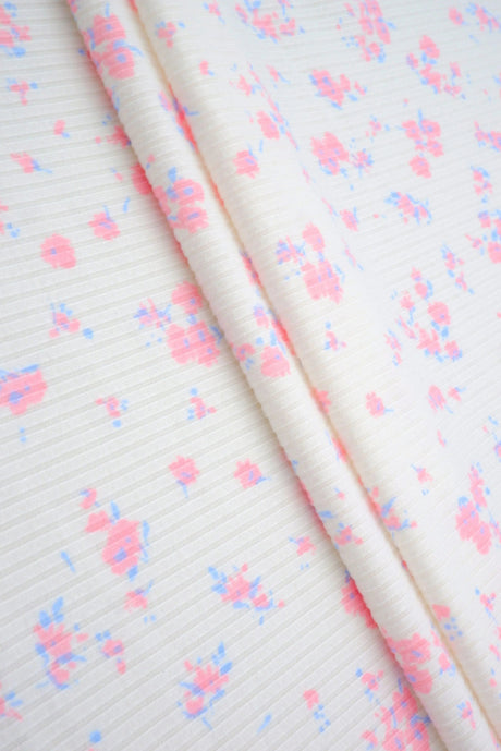 1 Yard 4×2 Yummy Rib Ditsy Print Knit 87% Polyester, 13% Spandex, 58/59'' Width Soft Stretch Fabric