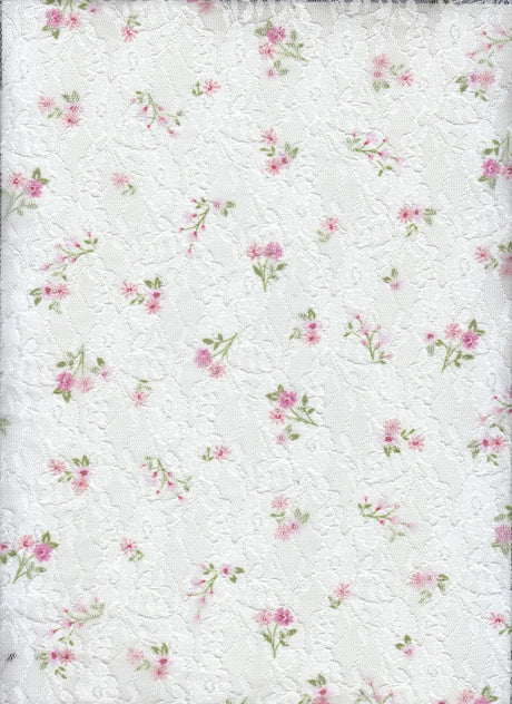 1 Yard Ditsy Printed Lace Fabric, 56/58? Wide Polyester Spandex Blend
