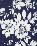 1 yarda de tela de crepé tecnológico azul marino con estampado floral, punto elástico, ancho 58/60"