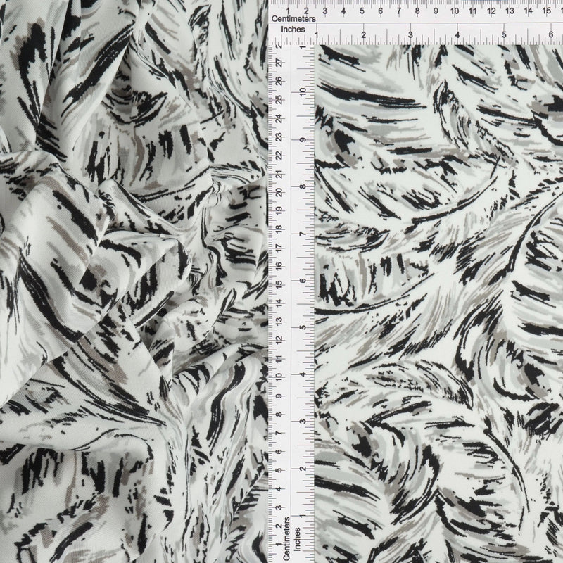1 Yard Soft Stretch Ivory DTY Feather Print Knit Fabric 58/60 Inches Wide