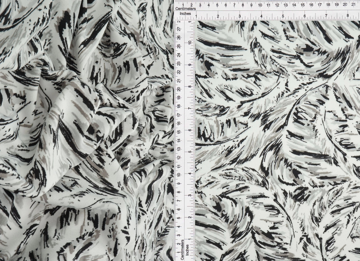 1 Yard, Feather Print, DTY Knit, Ivory Fabric, Stretch Fabric, Soft Texture, Apparel Fabric, Lightweight Knit, Printed Design, 58 Inches, Fabric & Sewing Shop, Fabrics, Apparel Fabric, Fashion, Knits, Kint.Fabricselection
