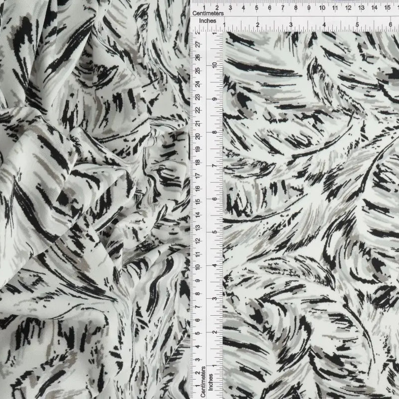 1 Yard Feather Print DTY Brushed Fabric Polyester Spandex Blend 58 Inch Lightweight Stretch Material
