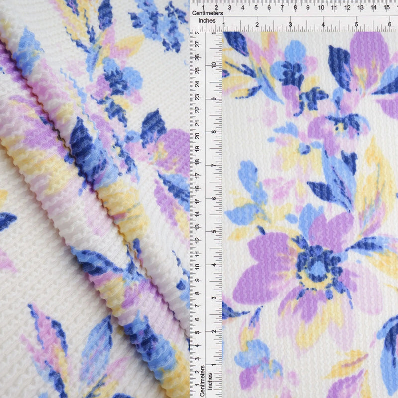 1 Yard Soft Stretch Double Knit Cozy Floral Print Fabric 56/57 Inches Wide
