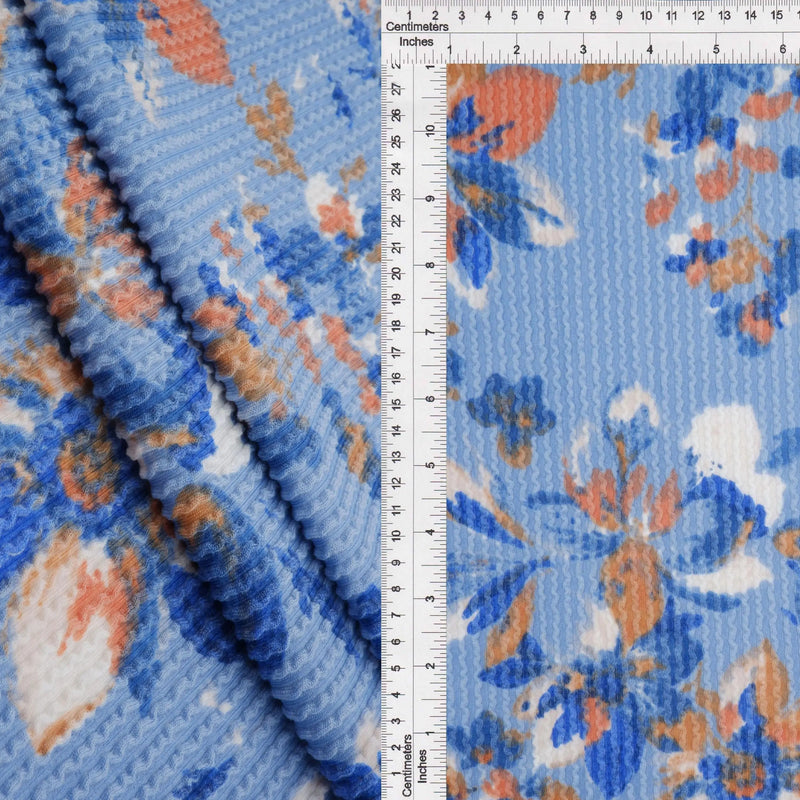 1 Yard Cozy Double Knit Floral Print Fabric Stretch Polyester Rayon Spandex 56/57 Inches Wide