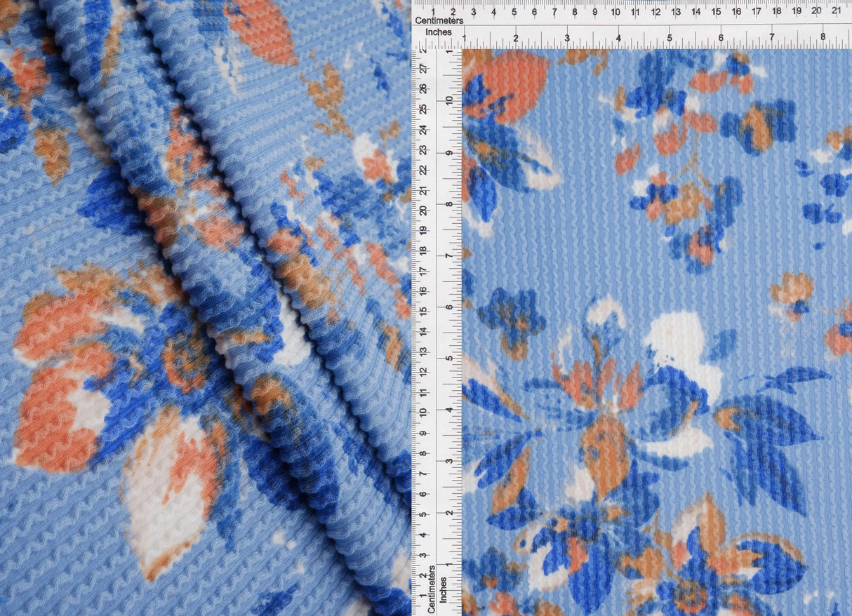1 Yard Cozy Double Knit Floral Print Fabric Stretch Polyester Rayon Spandex 56/57 Inches Wide