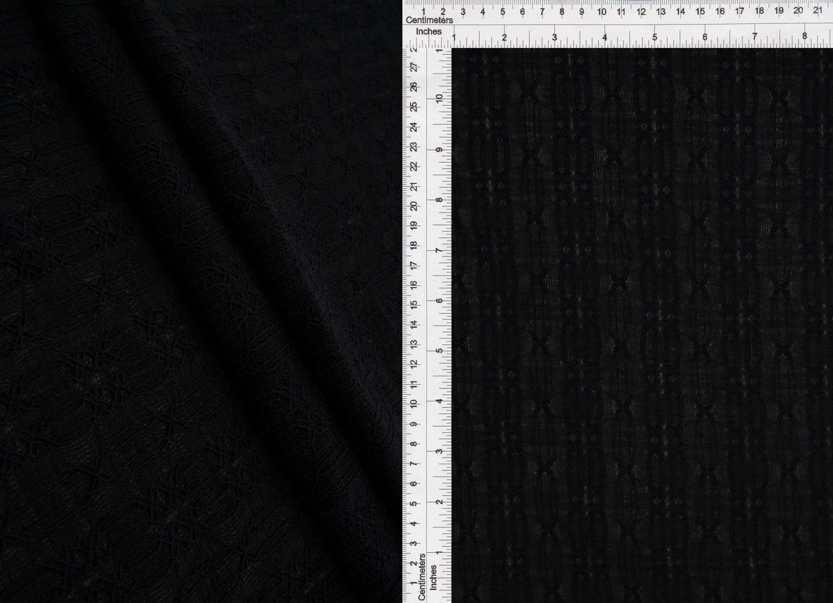 Stripe Lace Fabric 1 Yard Stretch Lightweight Sheer Material 52" Wide for Sewing and Apparel