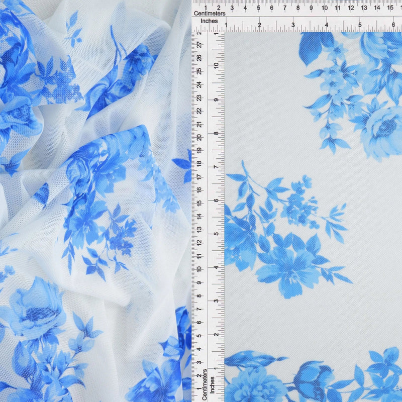 1 Yard Polyester Spandex 100 GSM Mesh Fabric Flower Digital Print Lightweight Stretch 56/58" Width