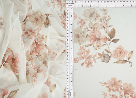 1 Yard Mesh Flower Digital Print Fabric, 56/58? Wide Polyester Spandex Blend