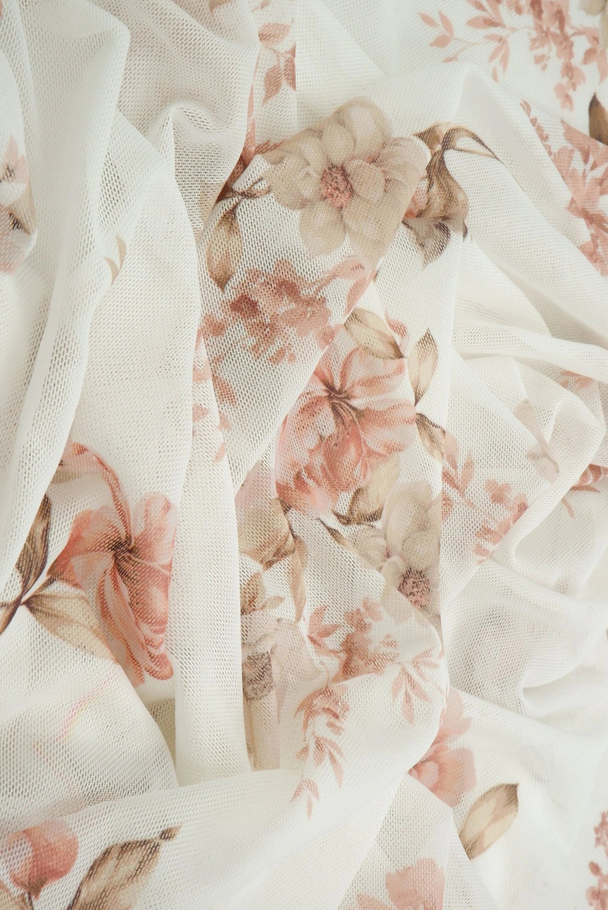1 Yard Mesh Flower Digital Print Fabric, 56/58? Wide Polyester Spandex Blend