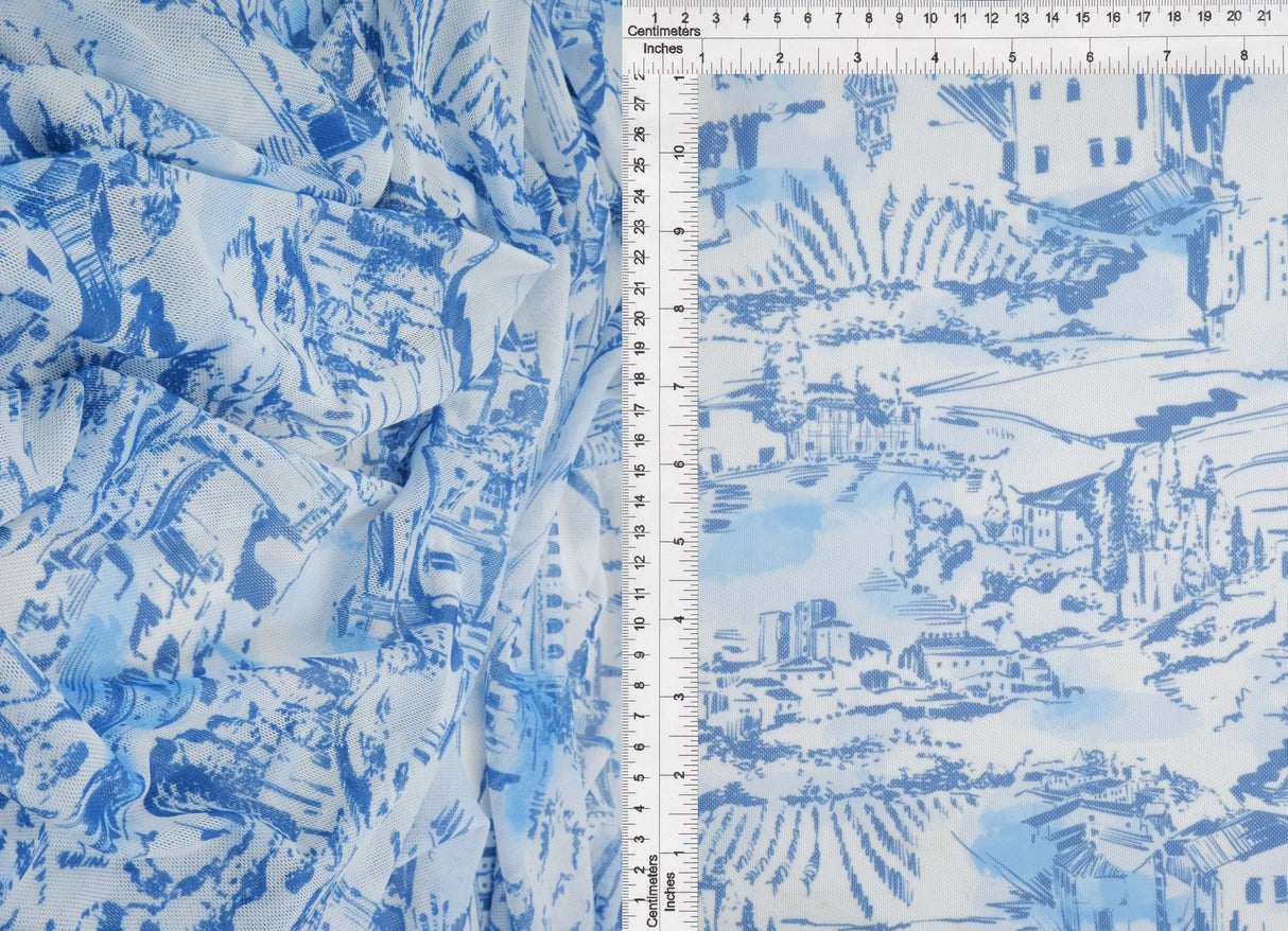 1 Yard Digital Toile Mesh Knit Fabric, 56/58? Wide Polyester Spandex Blend