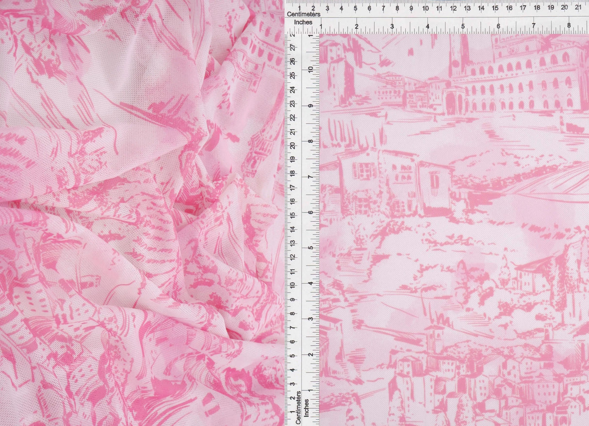 1 Yard Digital Toile Mesh Knit Fabric, 56/58? Wide Polyester Spandex Blend
