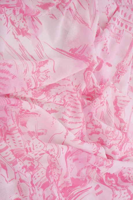 1 Yard Digital Toile Mesh Print Fabric Lightweight Stretch Polyester Spandex 56/58” Wide