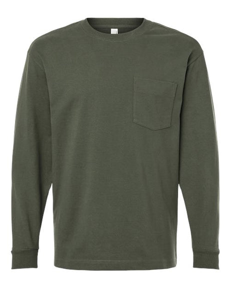 American Apparel Unisex Super Heavyweight Long Sleeve Pocket Tee