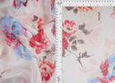 Floral Printed Mesh Fabric Ivory Blue