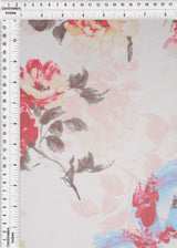 Floral Printed Mesh Fabric Ivory Blue
