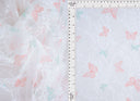 Butterfly Print Lace Fabric Ivory Peach
