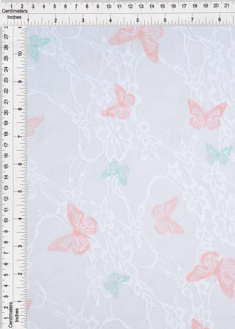 1 Yard Digital Butterfly Lace Print Fabric 92 Poly 8 Span Soft Stretch Material 56/58 Inches Wide