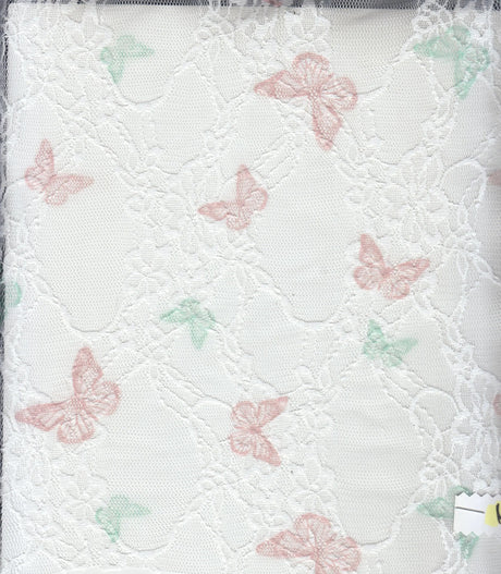 1 Yard Digital Butterfly Lace Print Fabric 92 Poly 8 Span Soft Stretch Material 56/58 Inches Wide