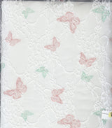 Butterfly Print Lace Fabric Ivory Peach