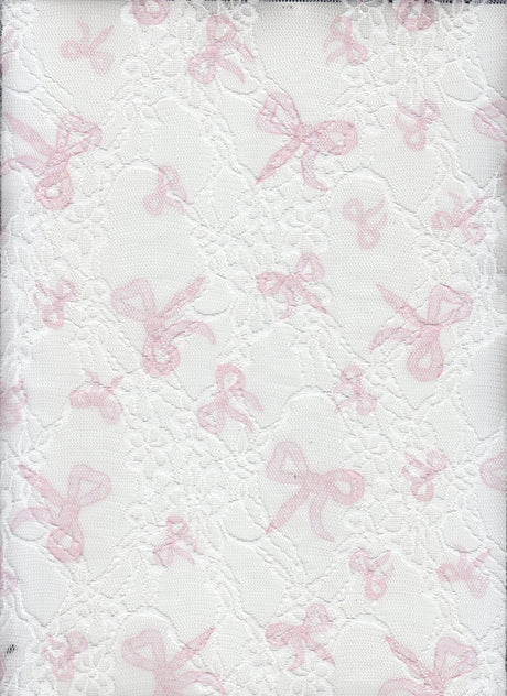 Digital Bow Lace Print Fabric 92 Polyester 8 Spandex Soft Stretch 56/58 Inches Wide