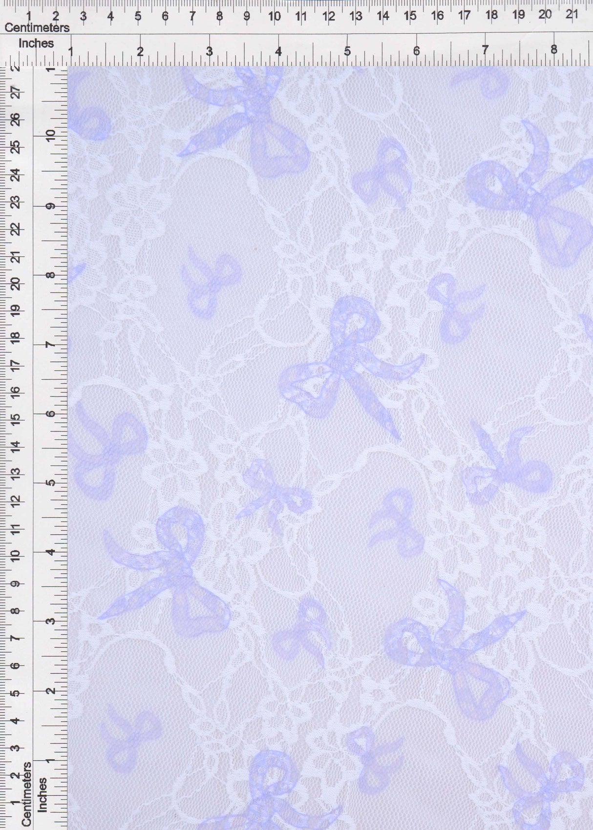 Bow Digital Print Lace Fabric Ivory Lavender