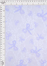 Bow Digital Print Lace Fabric Ivory Lavender