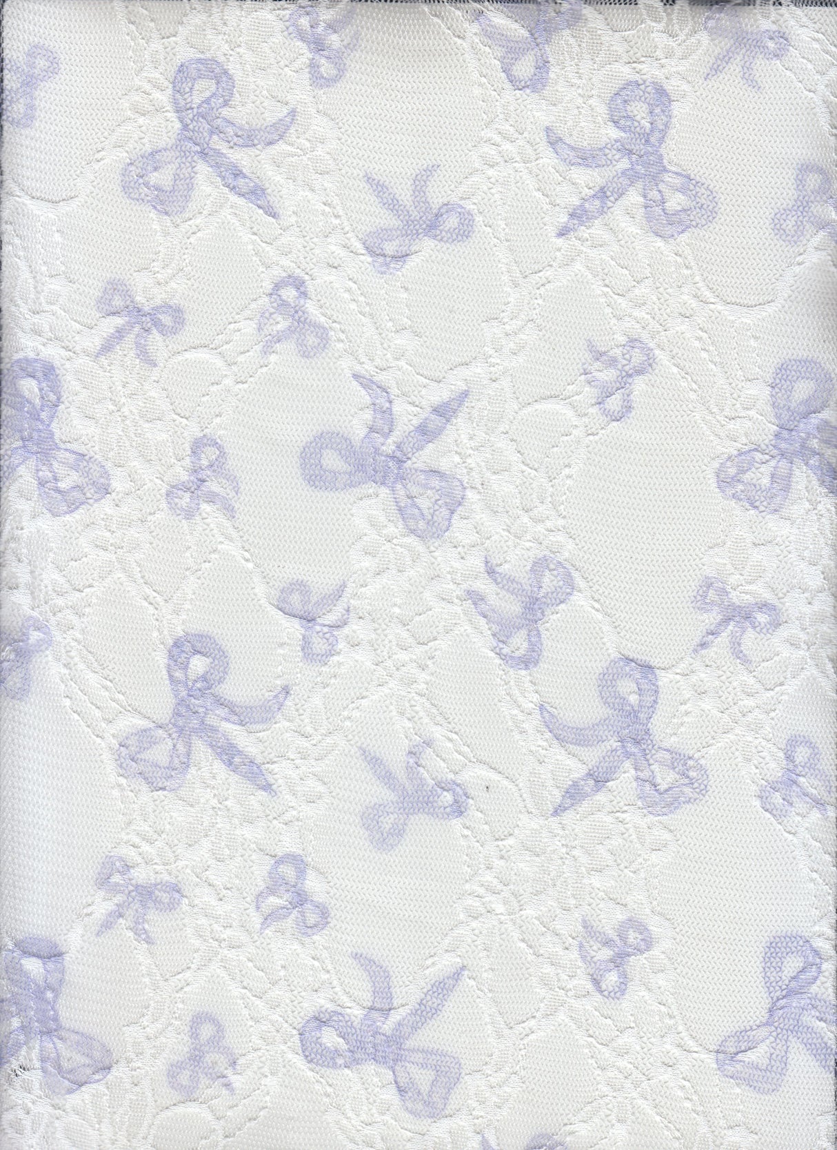 Bow Digital Print Lace Fabric Ivory Lavender