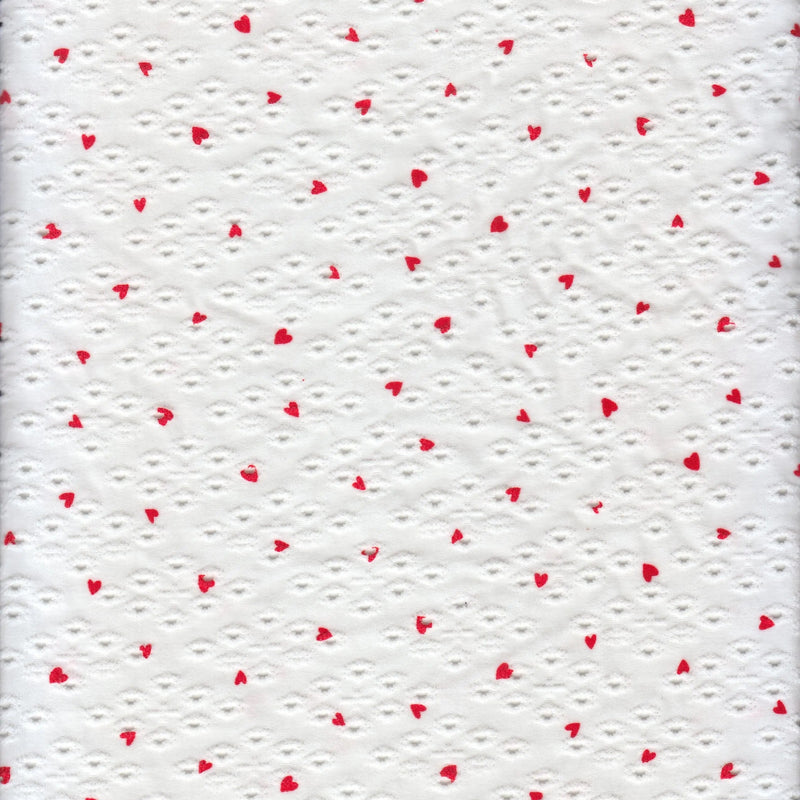 1 Yard Knit Jacquard Eyelet Heart Print Fabric Stretch Polyester Spandex 58/60 Inches Wide