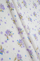 DTY Knit Jacquard Eyelet Floral Violet Fabric