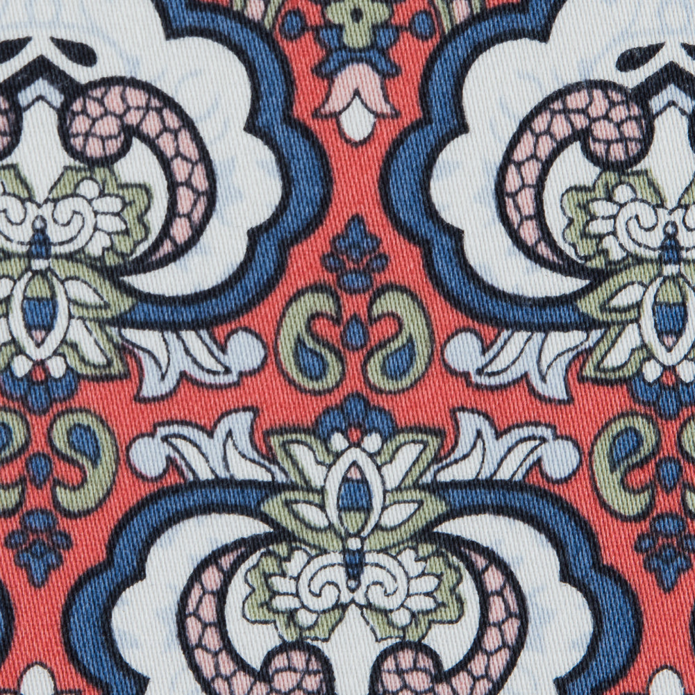 Emberglow/Blue/Green Printed Stretch Cotton Sateen