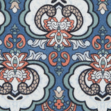 Blue/Orange/Green Printed Stretch Cotton Sateen