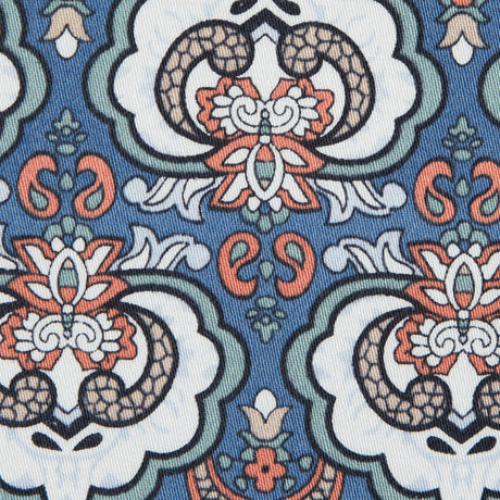 Blue/Orange/Green Printed Stretch Cotton Sateen