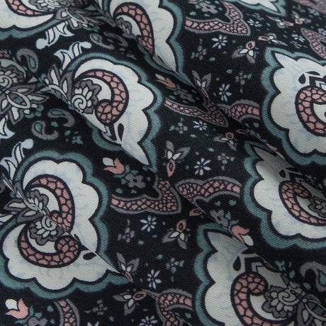 Black/Pink/Gray Printed Stretch Cotton Sateen