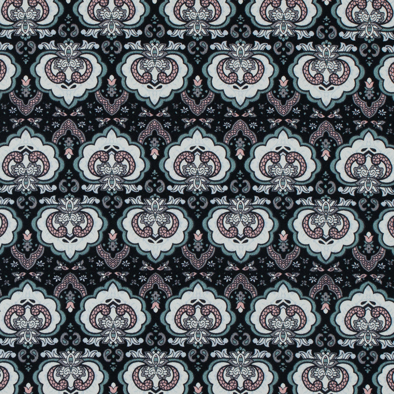 Black/Pink/Gray Printed Stretch Cotton Sateen