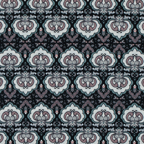Black/Pink/Gray Printed Stretch Cotton Sateen
