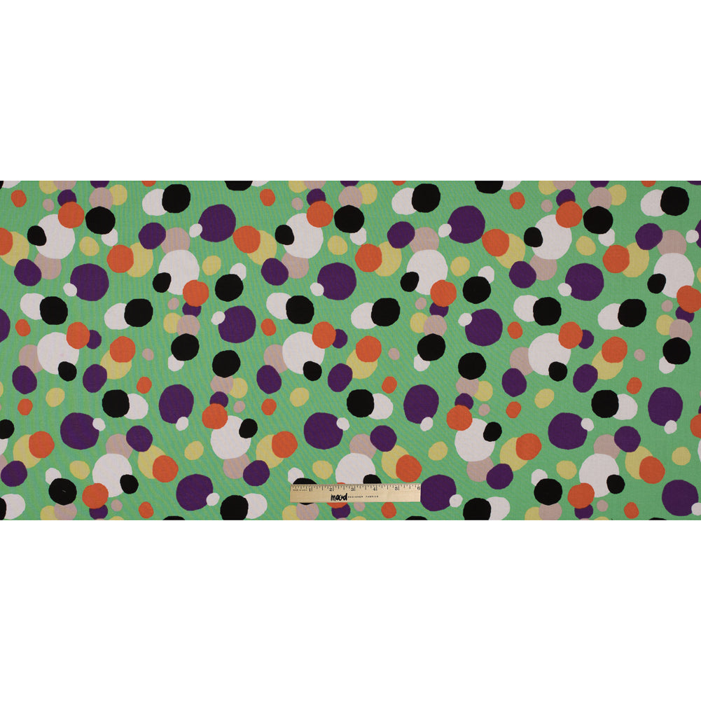 Cotton Voile - Green and Multicolor Circles