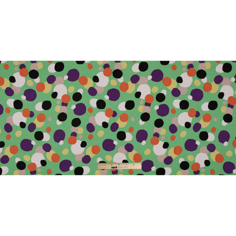 Cotton Voile - Green and Multicolor Circles