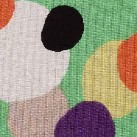 Cotton Voile - Green and Multicolor Circles