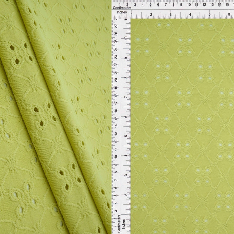1 Yard Lightweight DTY Knit Jacquard Eyelet Fabric Stretch Polyester Spandex 58/60 Inches Wide