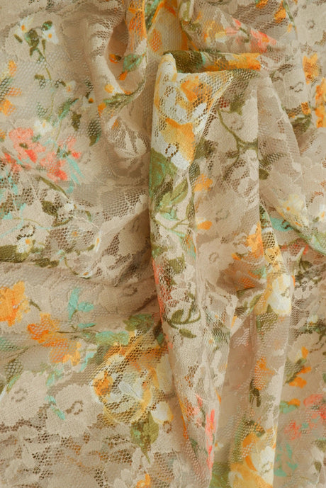 1 Yard Soft Stretch Smooth Knit 58/60" Wide Digital Floral Lace Print Fabric