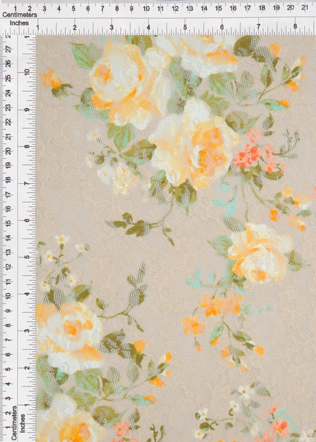 1 Yard Soft Stretch Smooth Knit 58/60" Wide Digital Floral Lace Print Fabric