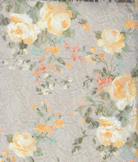 1 Yard Soft Stretch Smooth Knit 58/60" Wide Digital Floral Lace Print Fabric