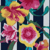 Navy/Multicolored Striped Floral Cotton Poplin