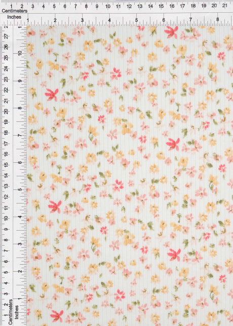 4×2 Yummy Rib Ditsy Print Knit 97% Polyester, 3% Spandex, 58/60? Width Soft Stretch Fabric for Apparel & More