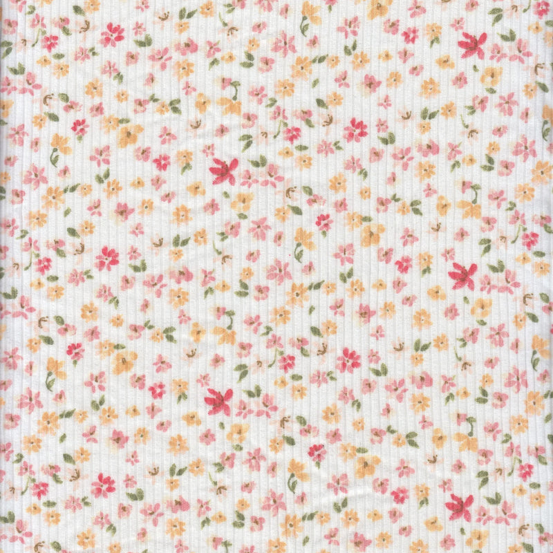 1 Yard 4×2 Yummy Rib Ditsy Print Knit 97% Polyester, 3% Spandex, 58/60'' Width Soft Stretch Fabric for Apparel & More
