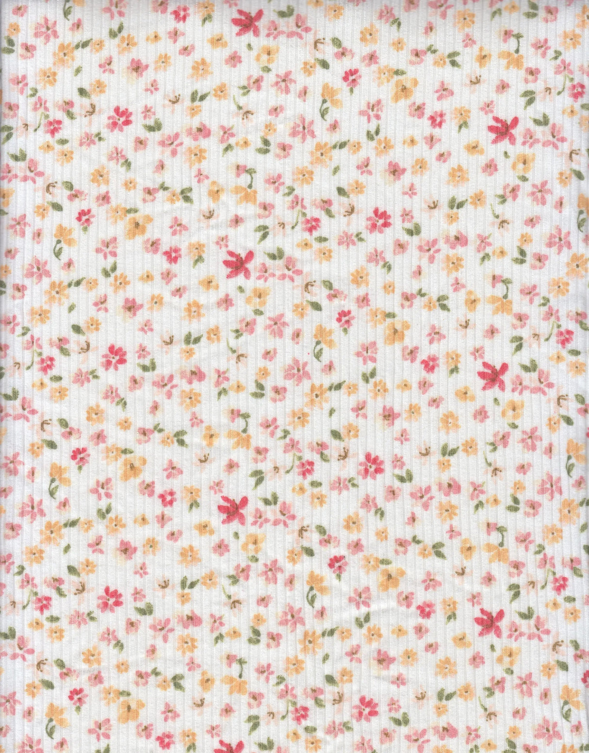 4×2 Yummy Rib Ditsy Print Knit 97% Polyester, 3% Spandex, 58/60? Width Soft Stretch Fabric for Apparel & More