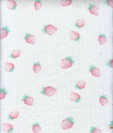 Pointelle Ribbed Knit Strawberry Print Fabric